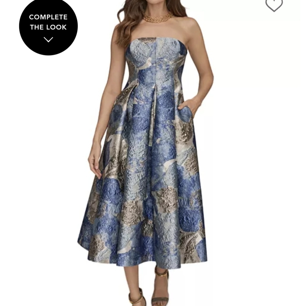 Donna Karan Strapless Jaquard Midi Dress 2 $379 - Picture 6 of 13
